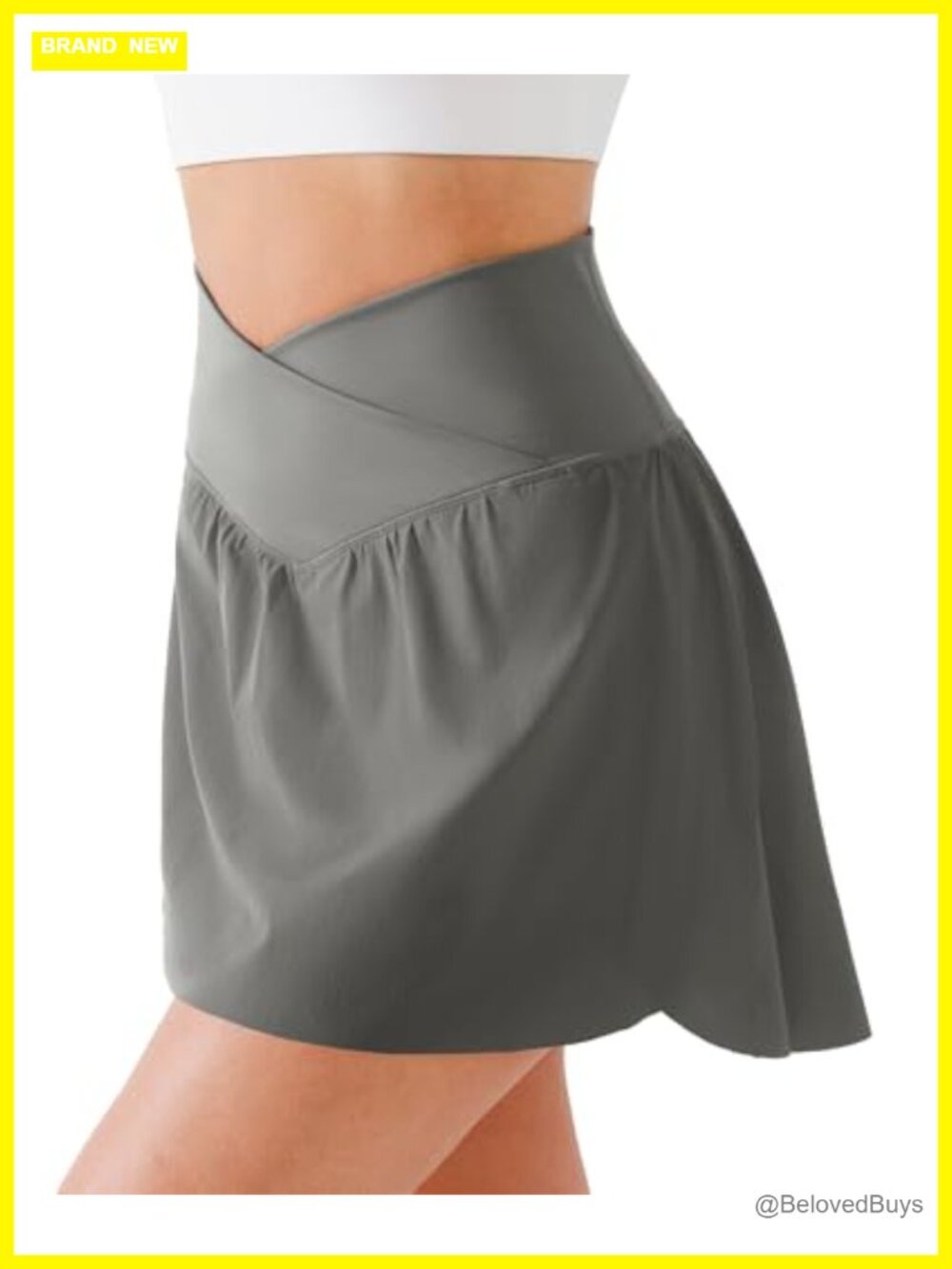 Nylon Spandex Tennis Skort High Waisted Built-in Shorts Pockets Athletic Skort
